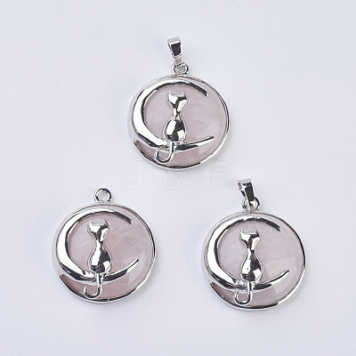 Natural Rose Quartz Kitten Pendants X-G-K234-D13-1