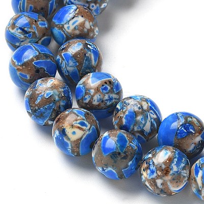 Dyed Synthetic Imperial Jasper Beads Strands G-C168-02E-1