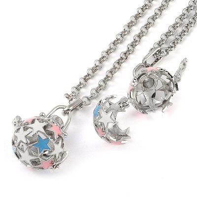 Brass Enamel Pendant Necklaces NJEW-G089-06P-01-1