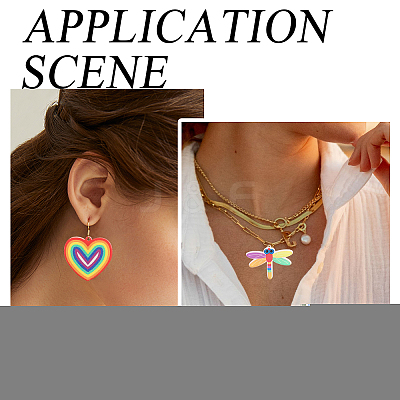22Pcs 11 Styles Rainbow Color Printed Acrylic Pendants OACR-CA0001-21-1
