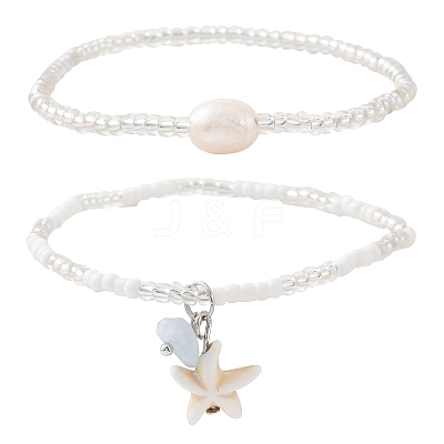 Glass Seed Beads Stretch Bracelets for Women BJEW-JB11638-03-1