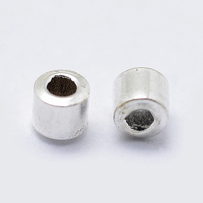 Rhodium Plated 925 Sterling Silver Crimp Beads STER-L063-04P-1