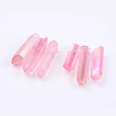 Electroplated Natural Quartz Crystal Graduated Beads Strands G-P315-A08-1