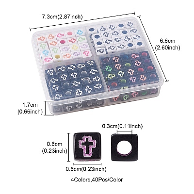160Pcs 4 Styles Craft Style Acrylic Beads MACR-YW0002-73-1