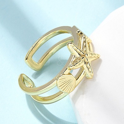 Brass Cuff Rings for Women RJEW-H262-06E-G-1