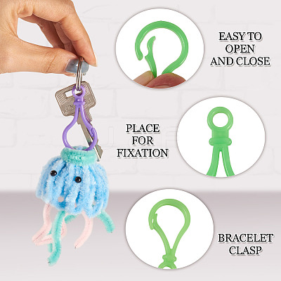 100Pcs 20 Styles Opaque Solid Color Bulb Shaped Plastic Push Gate Snap Keychain Clasp Findings KY-TA0001-58-1