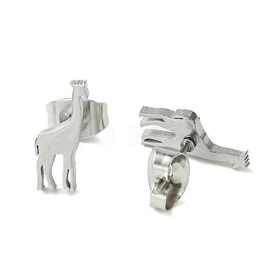 Non-Tarnish Cute Little Animal Theme 304 Stainless Steel Stud Earrings LS-EJEW-B041-04H-P-1