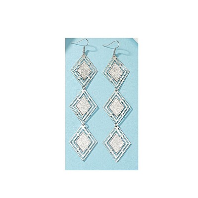 Alloy Rhombus Dangle Earrings FS-WG9FBBE-01-1