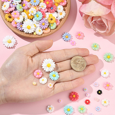 200Pcs 7 Styles Opaque Resin Cabochons RESI-SP0001-31-1