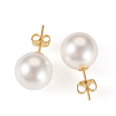 925 Sterling Silver Round Stud Earrings EJEW-TAC00030-02-1