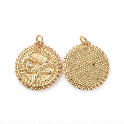 Brass Micro Pave Clear Cubic Zirconia Pendants ZIRC-L076-025G-1
