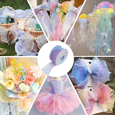1 Bag Gradient Color Organza Ribbon OHAR-CY0001-01B-1