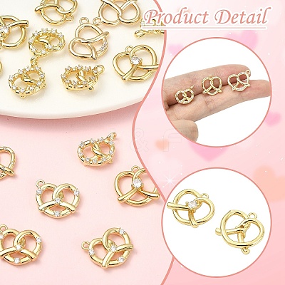 6Pcs 6 Styles Brass Micro Pave Cubic Zirconia Pendants KK-YW0004-50-1