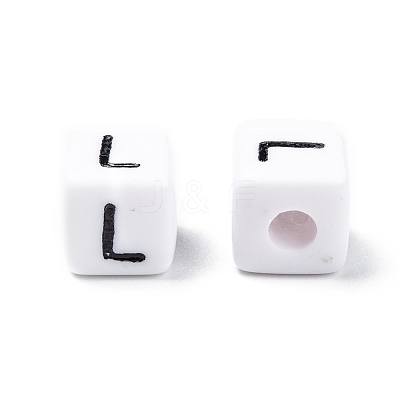 Letter Acrylic European Beads X-OPDL-R050-10mm-L-1