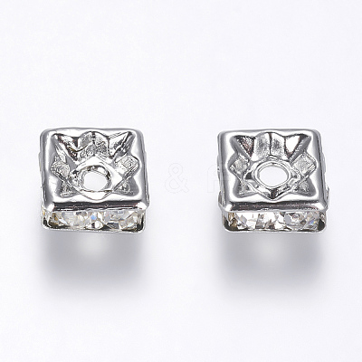 Brass Rhinestone Spacer Beads RB-A013-6x6-01P-NF-1