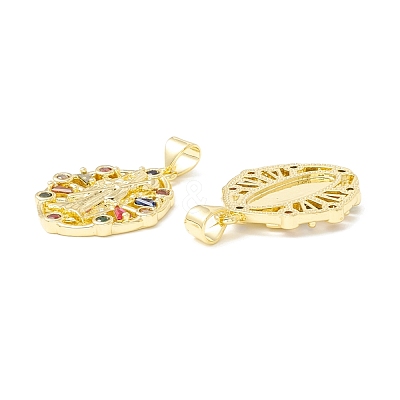 Rack Plating Brass Micro Pave Cubic Zirconia Pendants KK-E278-11G-1