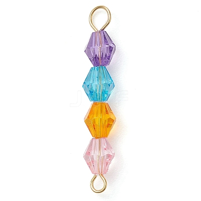 Rainbow Color Transparent Acrylic Bicone Beaded Connectors Charms PALLOY-JF02968-1