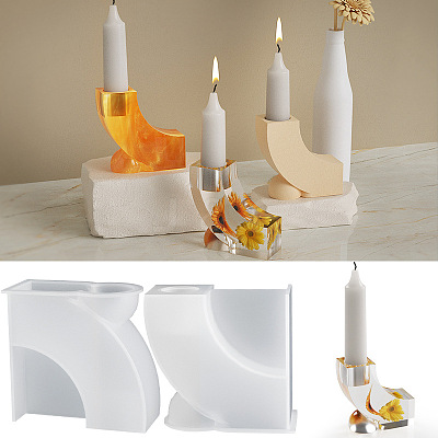 DIY Curved Letter L-Shaped Candle Holder Food Grade Silicone Molds SIMO-PW0020-03-1