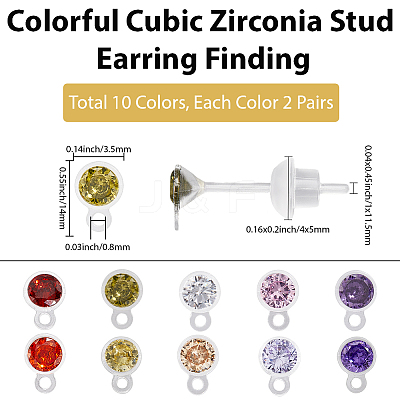 10Pairs 10 Colors Resin Stud Earring Finding RESI-BBC0001-03-1