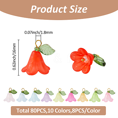 80Pcs 10 Colors Acrylic Shell Pearl Pendants PALLOY-FH00060-1