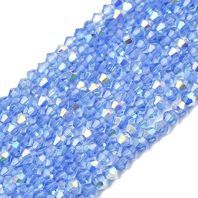 AB Color Plated Transparent Glass Beads Strands GLAA-G127-01E-1