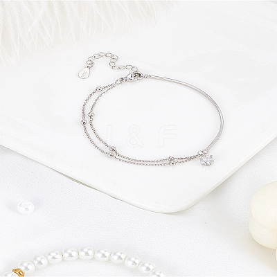 1Pc Brass Satellite Chains Double Strand Bracelets for Women BJEW-LP0004-45-1