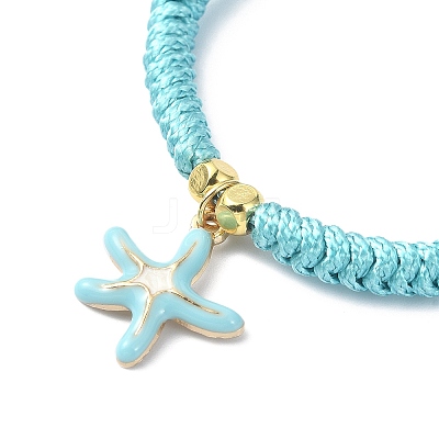Starfish Shape Alloy Enamel Pendant Bracelets BJEW-JB09883-02-1