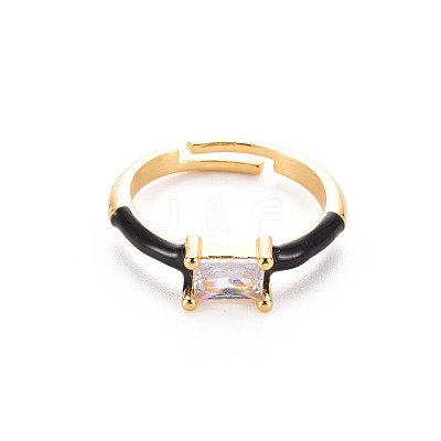 Brass Enamel Cuff Rings RJEW-T016-23B-NF-1