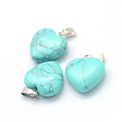 Heart Natural & Synthetic Mixed Stone Pendants G-Q371-M-1