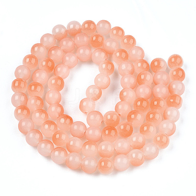 Baking Paint Imitation Jade Glass Round Bead Strands X-DGLA-N003-6mm-07-1