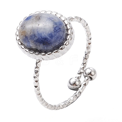 Oval Natural & Synthetic Gemstone Finger Rings RJEW-JR00748-02-1