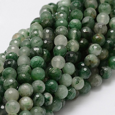 Faceted Round Natural Chrysoprase Bead Strands G-L437-07-8mm-1