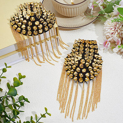 Vintage Iron Tassel Epaulette AJEW-CY0002-76G-1