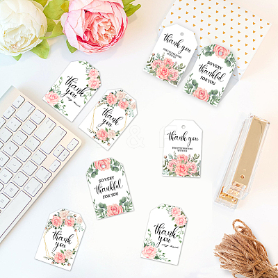 120Pcs 4 Styles Flower Paper Thank You Gift Tags CDIS-WH0038-01-1