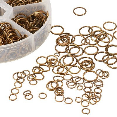 1 Box Iron Plated Jump Rings 4mm to 10mm in Diameter Antique Bronze for Jewelry Making IFIN-PH0001-06AB-NF-1