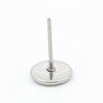Tarnish Resistant 304 Stainless Steel Flat Round Stud Earring Settings STAS-I017-03-1