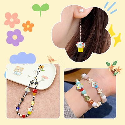 10Pcs 10 Colors Handmade Bumpy Lampwork Beads LAMP-CJ0002-16-1