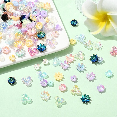 200Pcs 4 Styles Acrylic & Resin Bead Caps FIND-YW0010-10-1