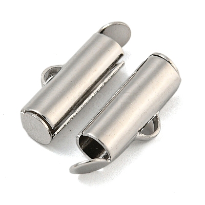 Brass Slide On End Clasp Tubes X-KK-N254-119P-01-1
