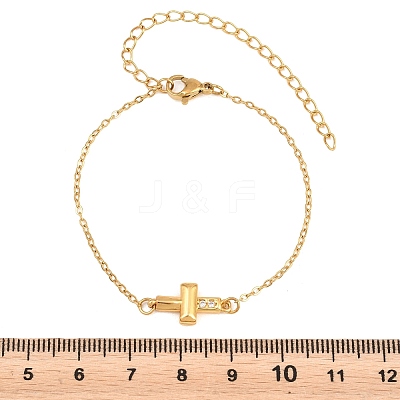 Brass Micro Pave Clear Cubic Zirconia Link Bracelets BJEW-T029-01G-1