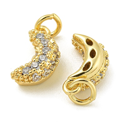 Rack Plating Brass Micro Pave Clear Cubic Zirconia Charms KK-Z067-23G-08-1