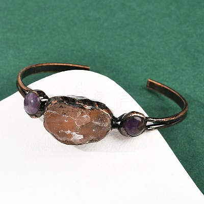 Natural Rose Quartz & Amethyst Cuff Bangles G-B149-16R-06-1