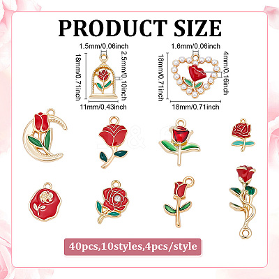 40Pcs 10 Styles Alloy Enamel Pendants ENAM-ME0001-59-1