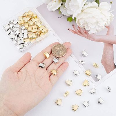 72Pcs 2 Colors Alloy Cord Ends FIND-CA0005-63-1