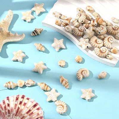 25Pcs 5 Styles Handmade Porcelain Ceramic Beads PORC-YW0001-85-1