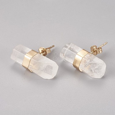 Natural Quartz Crystal Stud Earrings EJEW-I212-F-02G-1