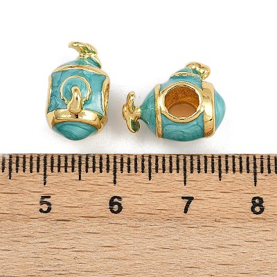 Brass European Enamel Beads KK-D421-09G-1