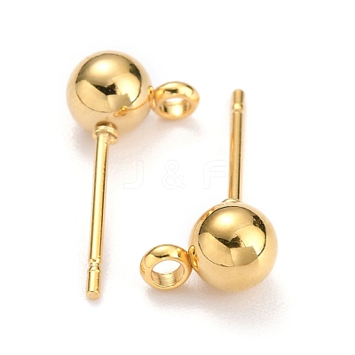 304 Stainless Steel Ball Post Stud Earring Findings STAS-Z035-01G-B-1