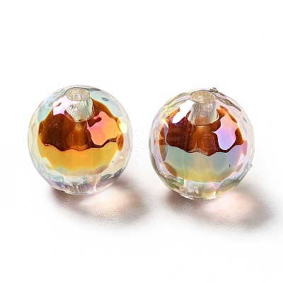 Two Tone UV Plating Rainbow Iridescent Acrylic Beads TACR-D010-03B-09-1