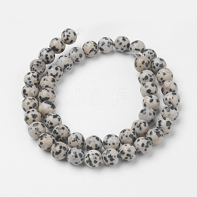 Natural Dalmatian Jasper Bead Strands G-G735-68-8mm-1